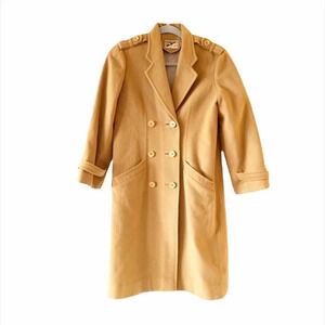 Vintage Korea Ruby Dressing Double Breasted Wool Camel Coat Gorgeous‎ 60’s K-pop